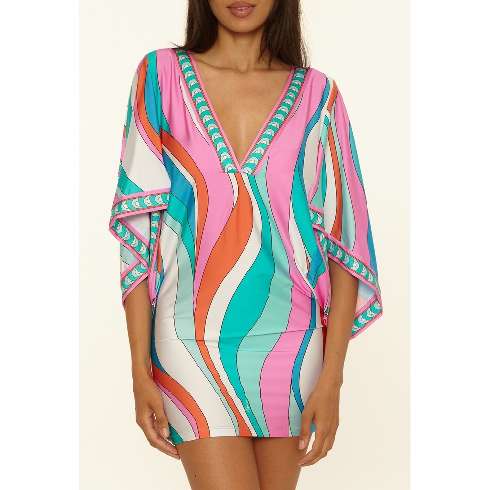 Trina Turk Apollo V-Neck Tunic Swim Cover Up‎ Dress NWOT Women's Size Medium